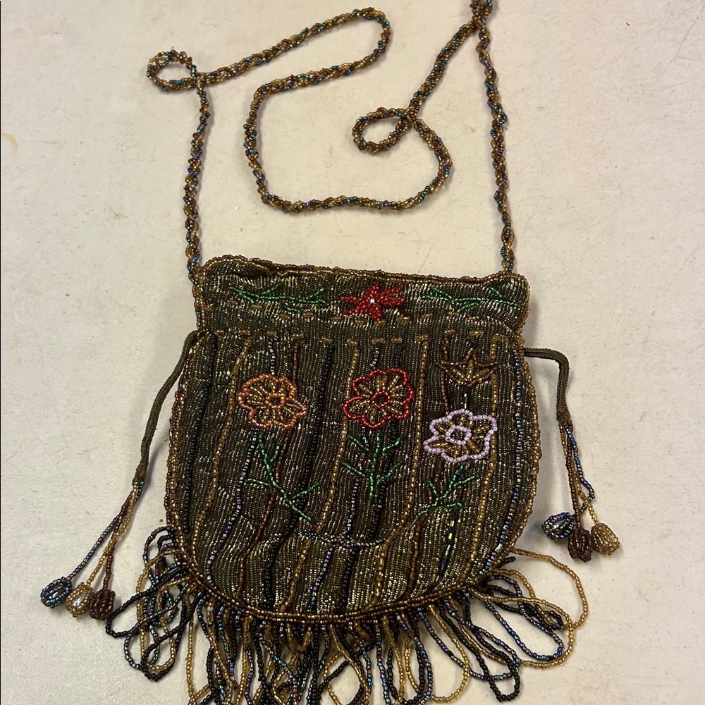 Embroidered Beaded Crossbody Bag